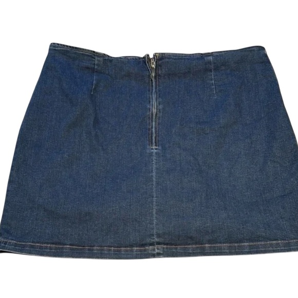 wild fable Blue Denim Mini Skirt with Front Slit - Picture 4 of 4